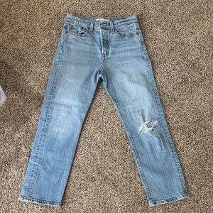 Levi's Light Blue Straight Women's Jeans with Knee Distress